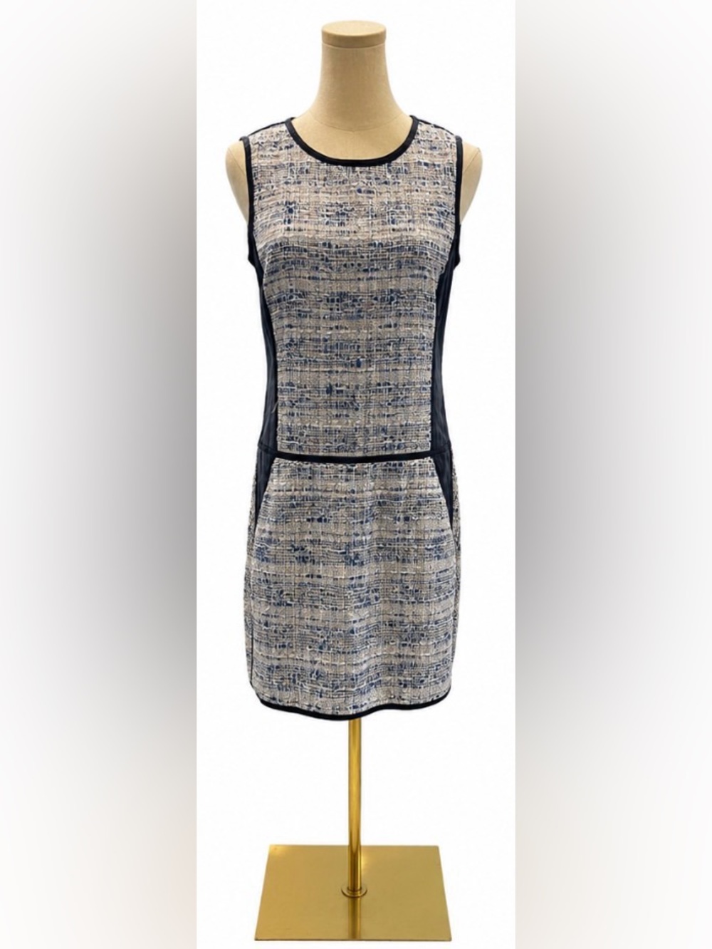 Theory Size 6 Charcoal Gray Silk Tweed Bouclé Mixed Media Sheath Dress